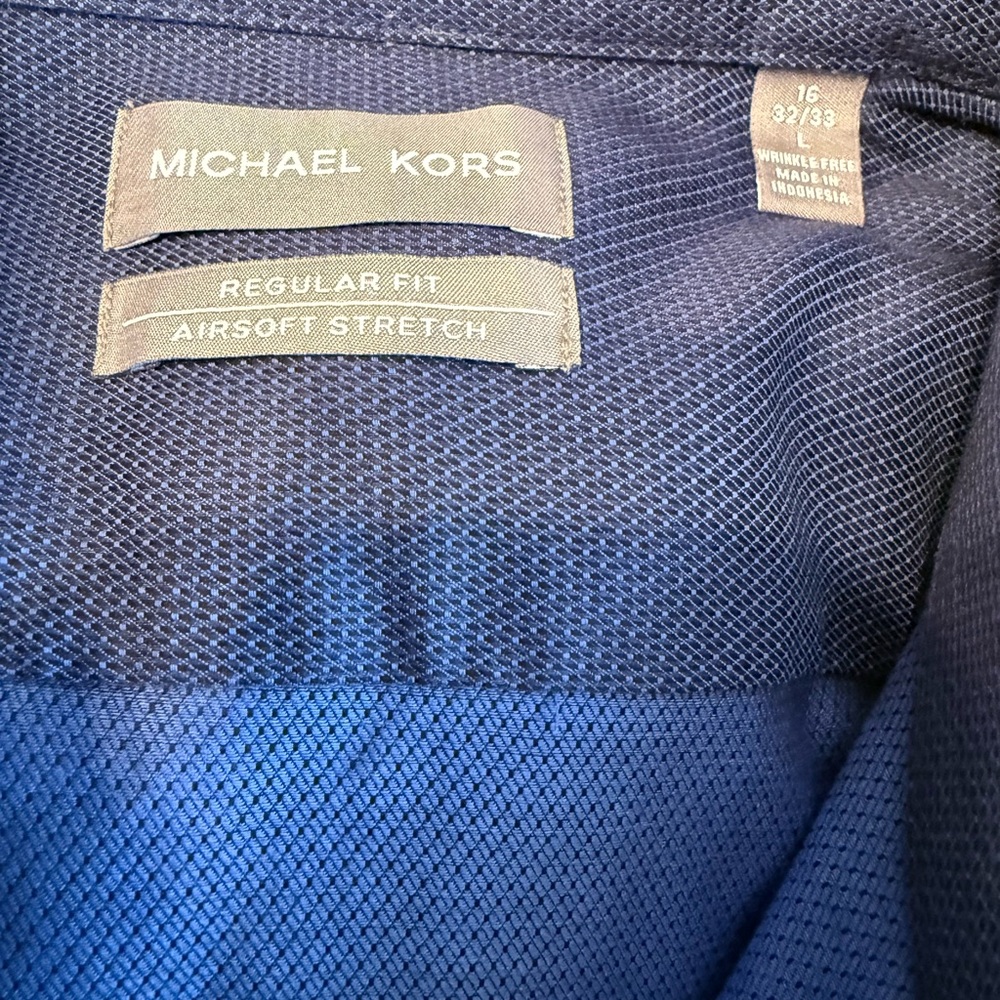 Michael Kors Blue Long Sleeve Button Up Dress Shirt